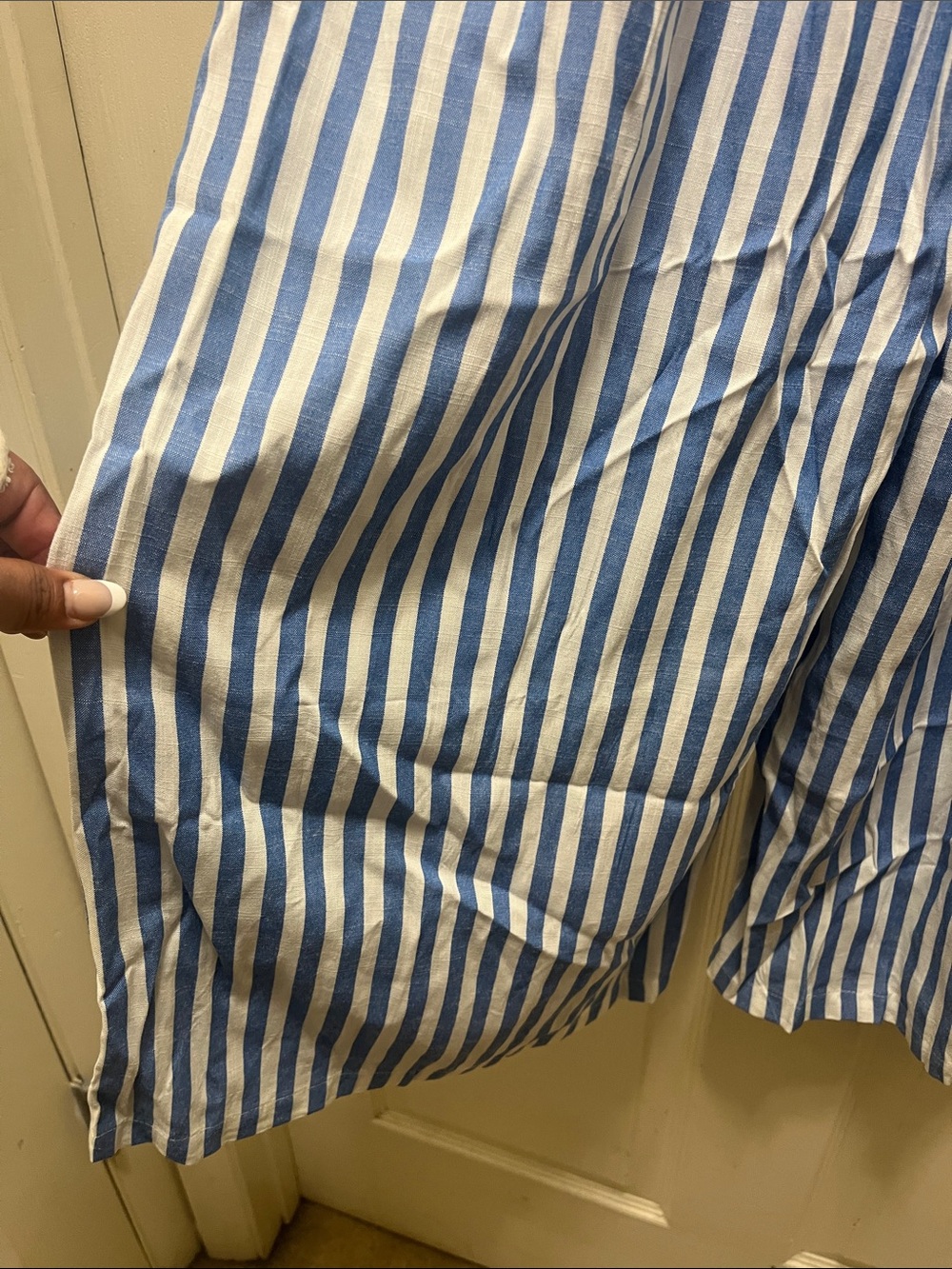 Blue & White Vertical Stripe Wide-Leg Pants with Tag S - Picture 7 of 7